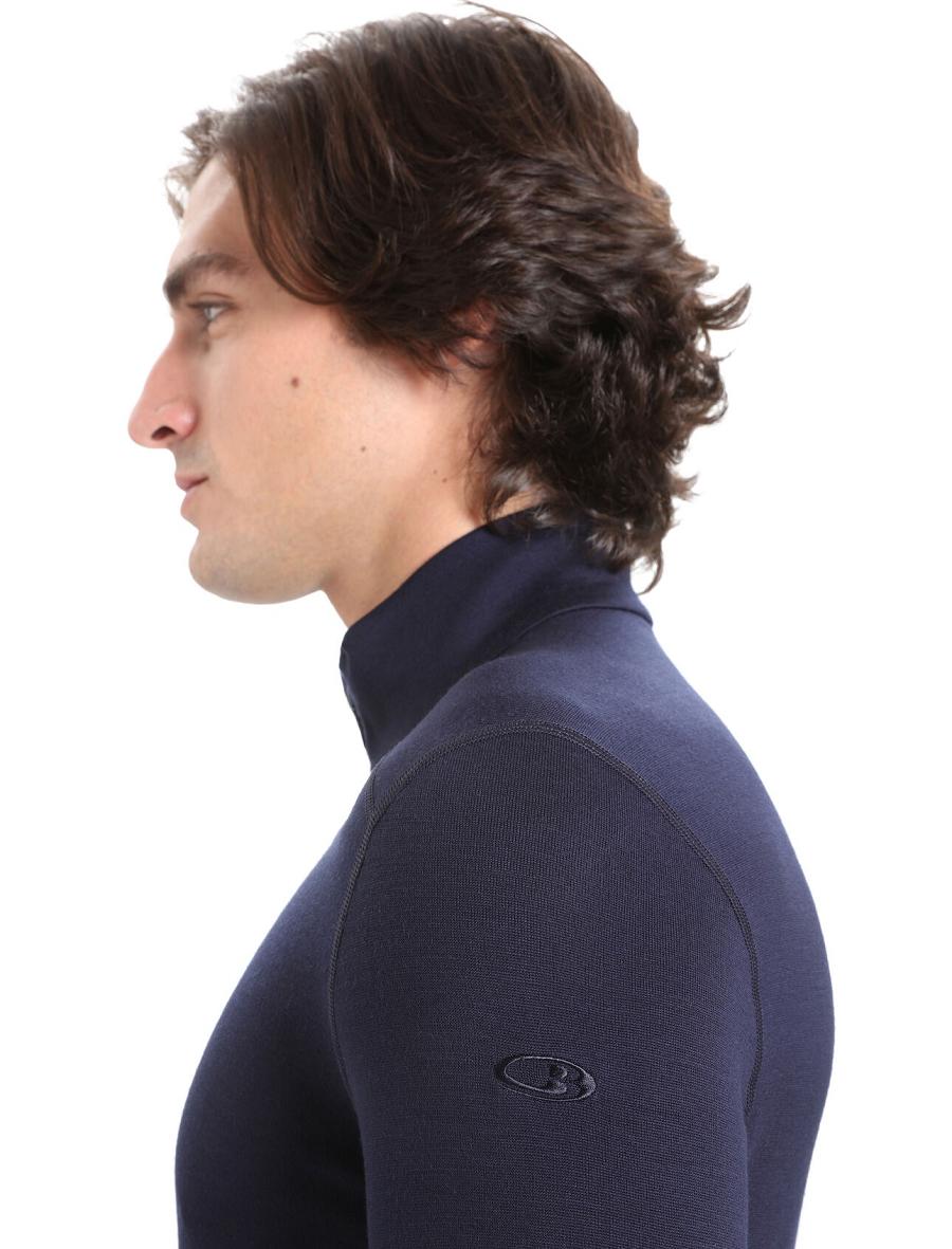 Icebreaker Merino 260 Tech Long Sleeve Half Zip Thermal Top Férfi Base Layers Sötétkék | HU 1385OKIR